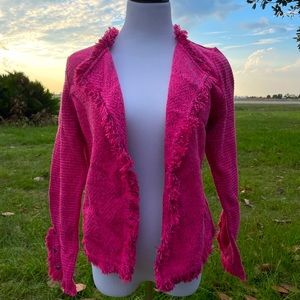 NWT NIC+ZOE Fringe Mix Jacket Dark Pink Medium